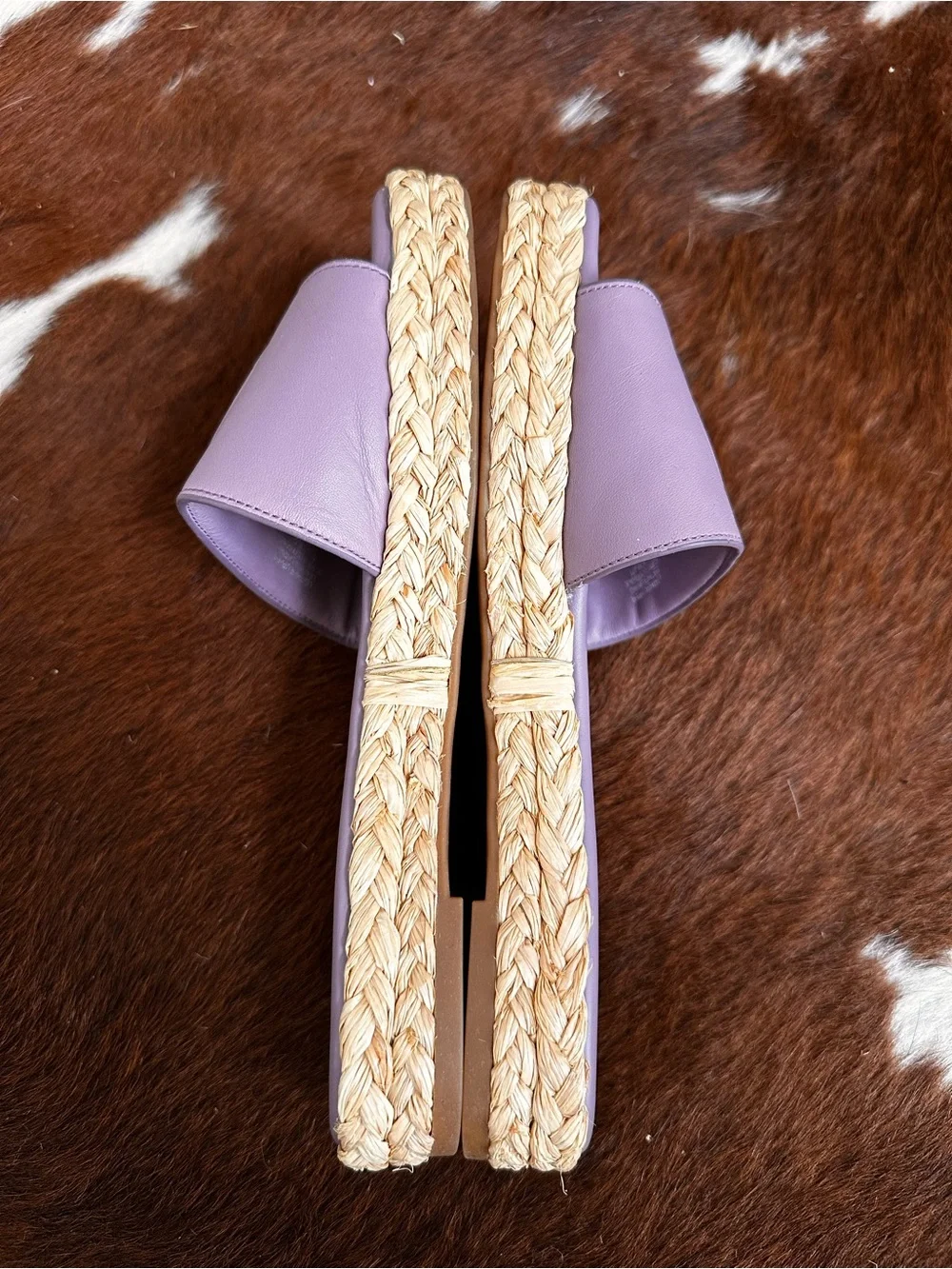 Tory Burch Lavender Slide Sandals with Braided Trim